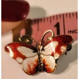 Hroar Prydz David Andersen Enamel Butterfly Brooch Sterling Silver Norway Vtg